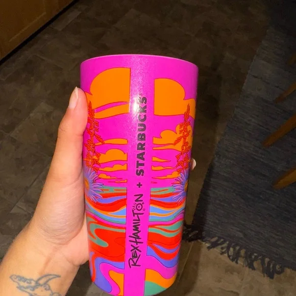 Starbucks Colorful Cat Travel Mug 12 oz - Picture 2 of 6